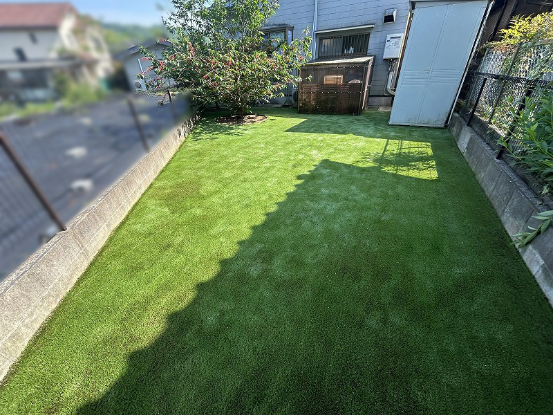 【大阪】南河内郡 植栽と人工芝のドッグラン施工