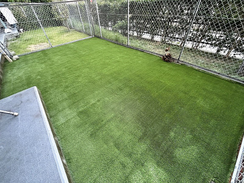 【兵庫】芦屋市 マンション専用庭の雑草対策に人工芝施工