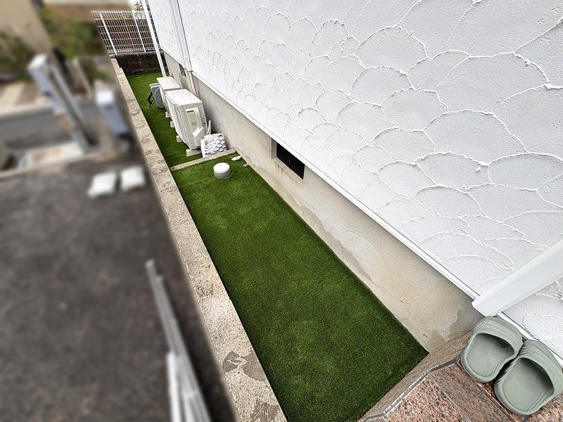 【兵庫】神戸市 お庭と犬走りを人工芝に