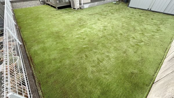 【京都】綴喜郡 砂利庭に人工芝と充填材でドッグラン施工