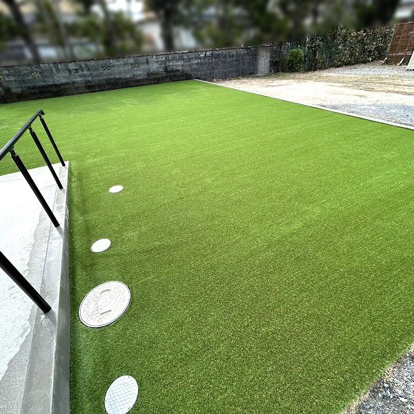 【京都】久世郡 土のままだった広いお庭に人工芝施工